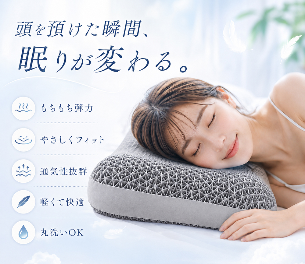 TPE枕 枕 通気性 体圧分散 まくら 蒸れにくい 丸洗い 人間工学まくら