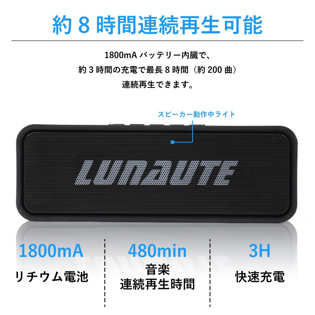 ワイヤレススピーカー Bluetooth LUNAUTE 防水 防塵 IP67 5時間使用 ブルートゥース コスパ重視 ワイヤレス アウトドア  キャンプ 耐衝撃 ISO取得 :ICD-1005:TOMOS ヤフーショッピング店 - 通販 - Yahoo!ショッピング