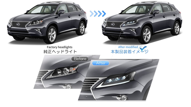 新しい到着 VLAND Lライン 10系RX後期用 LEDヘッドライト 三眼 LEXUS