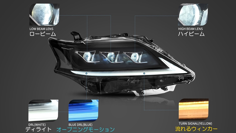 #1543 LEXUS RX 270 後期 ヘッドライト レクサス RX270 330 350 450H LEDグレードアップヘッドライト