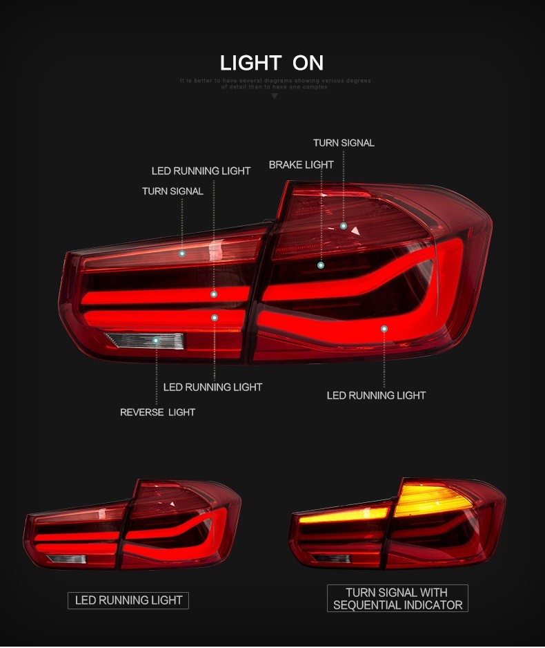 BMW F30 3シリーズセダン用 LED 流れるウィンカー 後期仕様 テールランプ VLAND