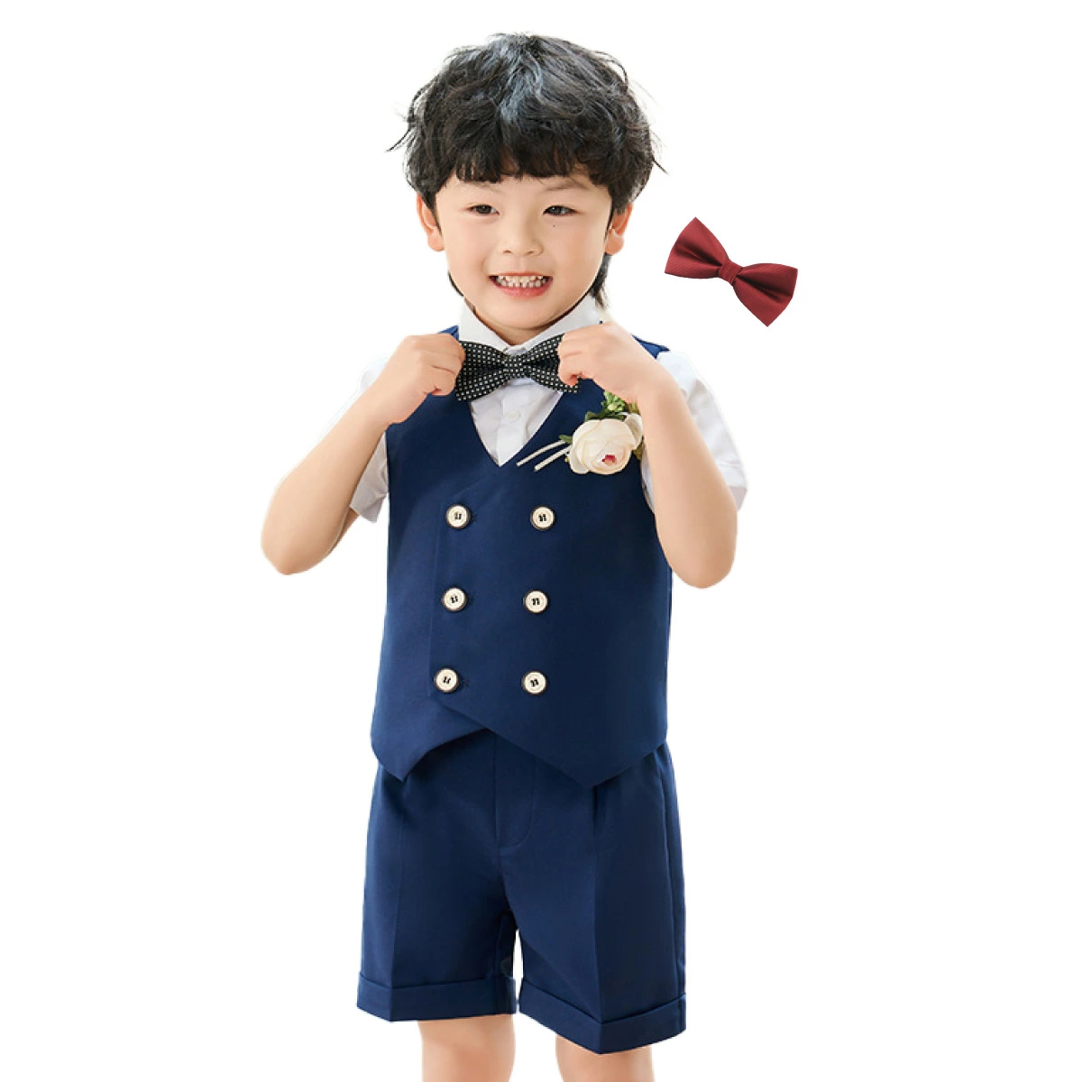 130　110 90 セット男の子　夏用半袖フォーマル　ネイビー　セットアップ 男の子 スーツ 夏 フォーマル シャツ 半袖 ネイビー ベージュ