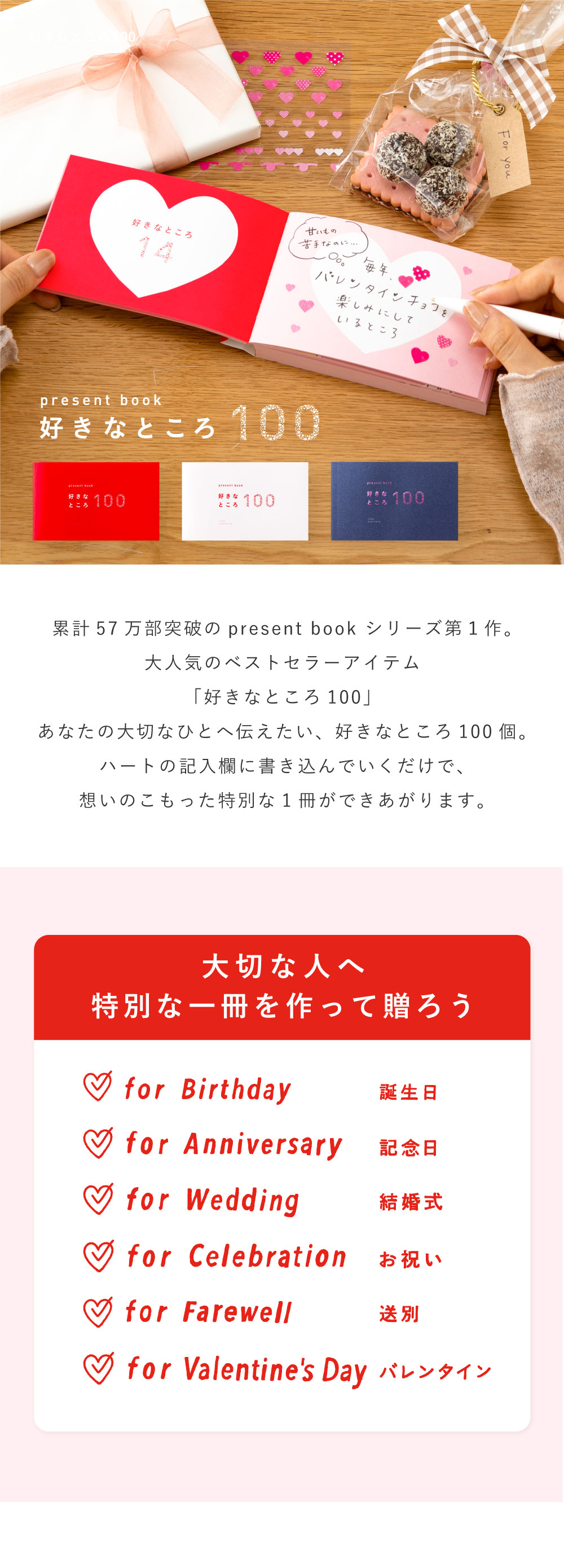 グリーティングカード present book バレンタイン 好きなところ100