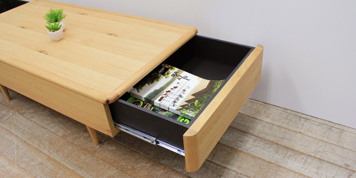 大川家具 リビングテーブル 120×60cm ウォールナット オーク 節
