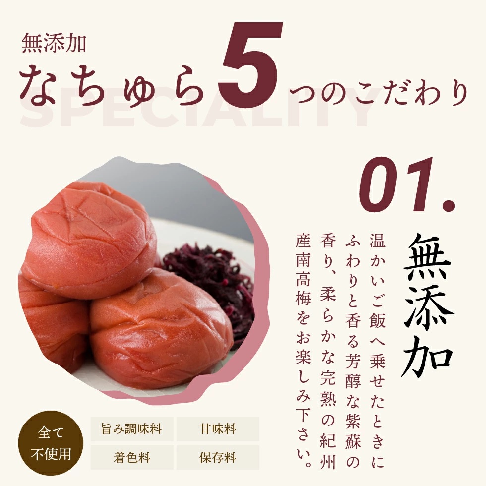 梅干し 無添加 減塩 しそ漬け 昔ながら 南高梅 塩分9% 特選 なちゅら 400g｜tonohata｜04