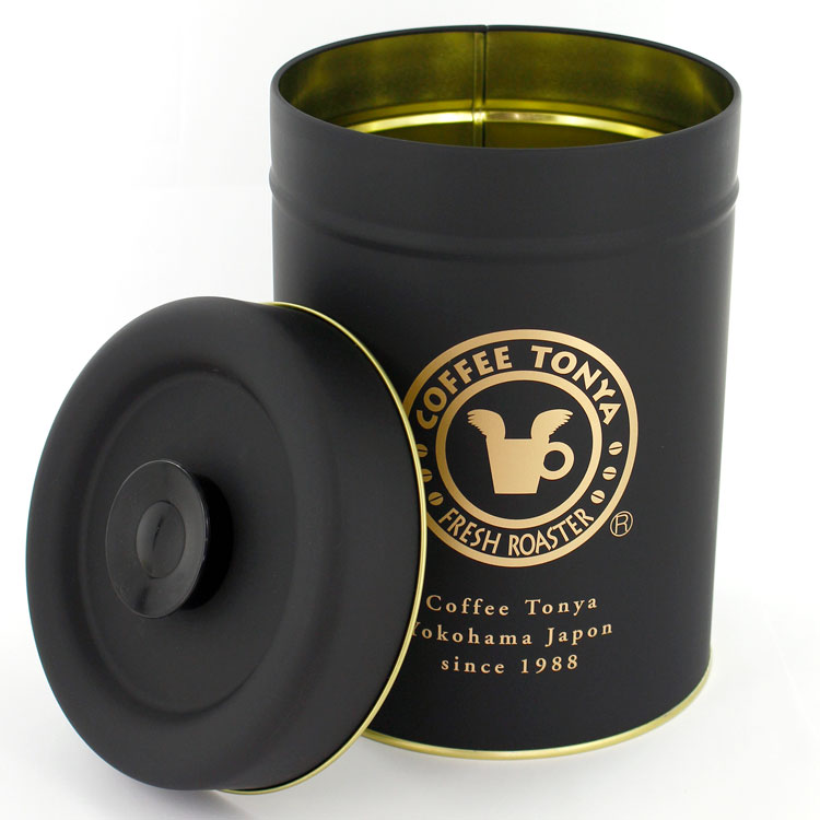珈琲問屋オリジナル缶キャニスター1kg 黒マット大サイズ 