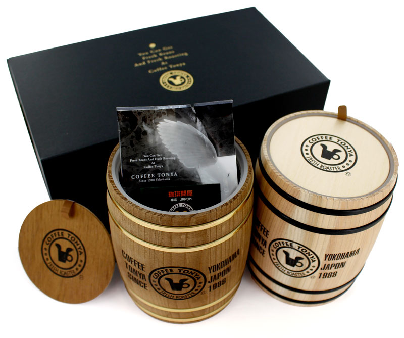 コーヒーミニ樽ギフト ブルーマウンテンNo.1 ＆ エメマン 生豆時200g×2