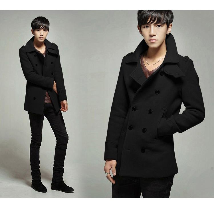 タイムセール】メンズ Pコート ロング ウインドブレーカー ダブル