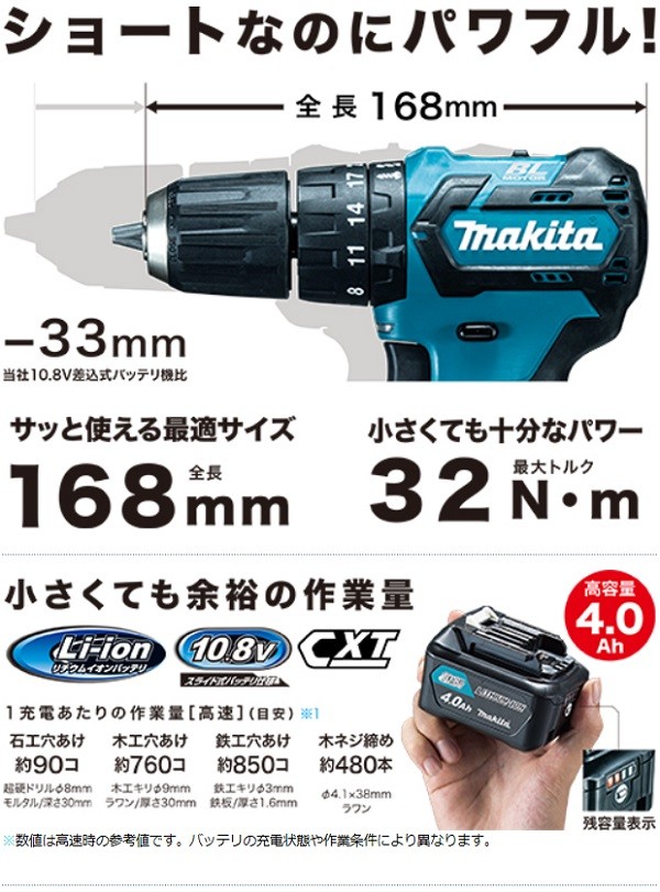 ケース付】マキタ[makita] スライド式10.8V 充電式震動ドライバドリル