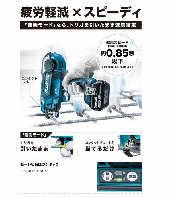 Makita - マキタ 充電式結束機 本体のみ TR180DZK 【14,4v/18v】 マキタ TR180DZK 18V/14.4V兼用充電式鉄筋結束機 (※本体+ケース