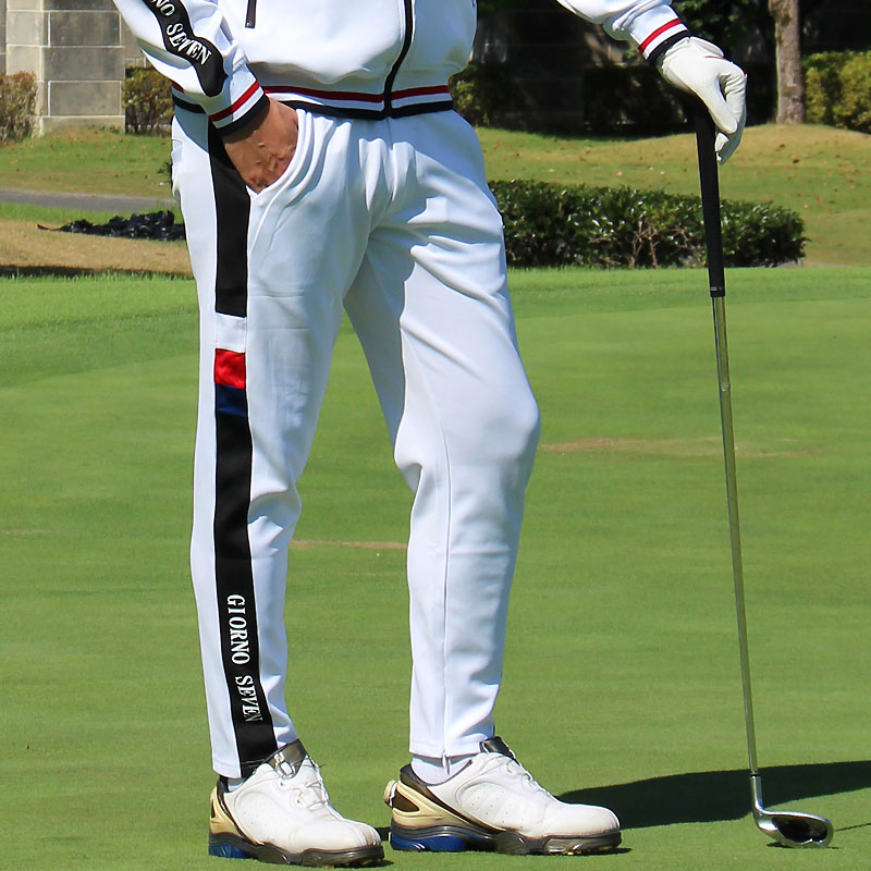 ゴルフパンツ メンズ ゴルフウェア GIORNO SEVEN ジョルノセブン ストレッチ ジャージ ジョガーパンツ サイドライン 刺繍 ロゴ イージーパンツ ボトムス｜tool-power｜02