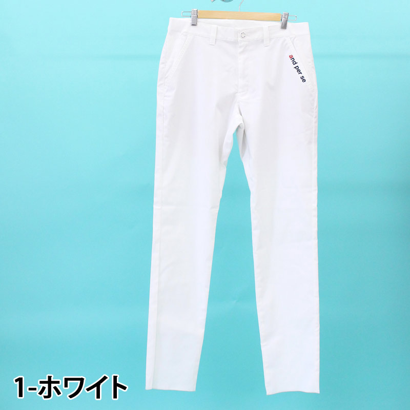 and per se アンパスィ ゴルフウェア メンズ ゴルフパンツ ストレッチ スリム ロゴ刺繍 ウエストゴム ブランド おしゃれ | and per se | 01