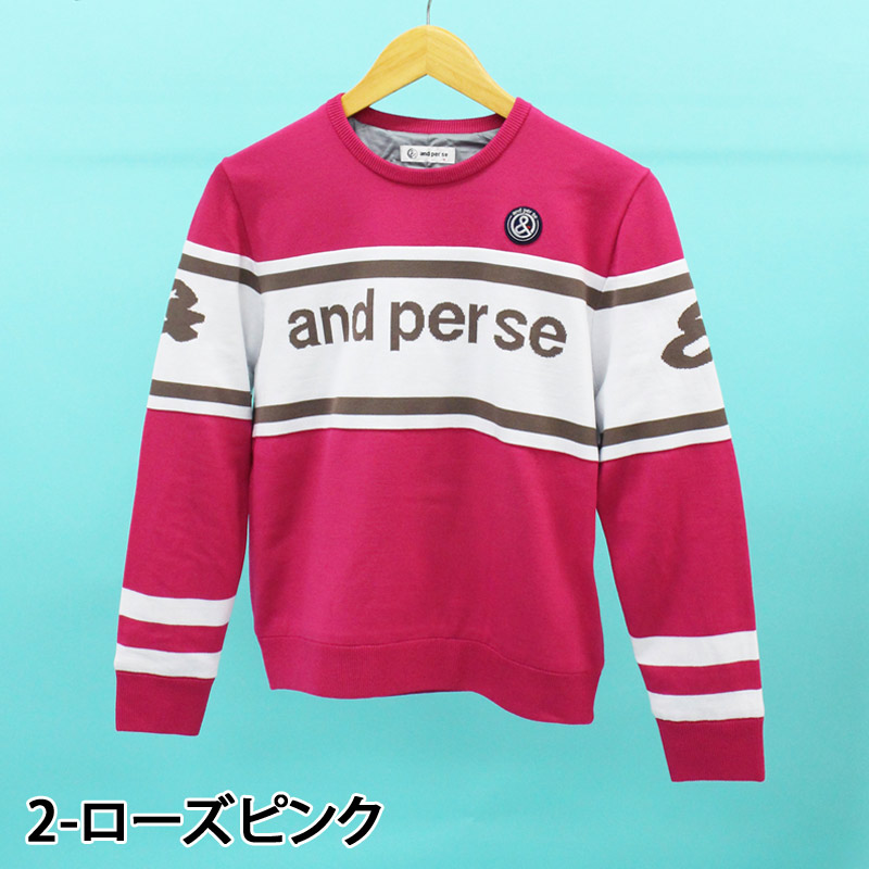 and per se アンパスィ　サマーニット　セーター　ボーダー　ゴルフ　ロゴ and per se（アンパスィ） セーター 長袖 メンズ ゴルフウェア