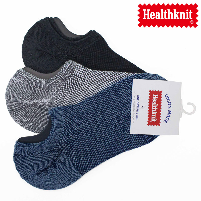 メンズショートソックス Healthknit ヘルスニット メンズ靴下 3足セット ボーダー 無地 ...