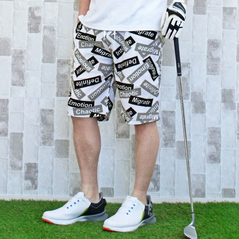 【新品】MUスポーツ　ゴルフハーフパンツ　ゴルフウェア　総柄ハーフパンツ ゴルフパンツ ハーフパンツ メンズ ゴルフウェア ショートパンツ
