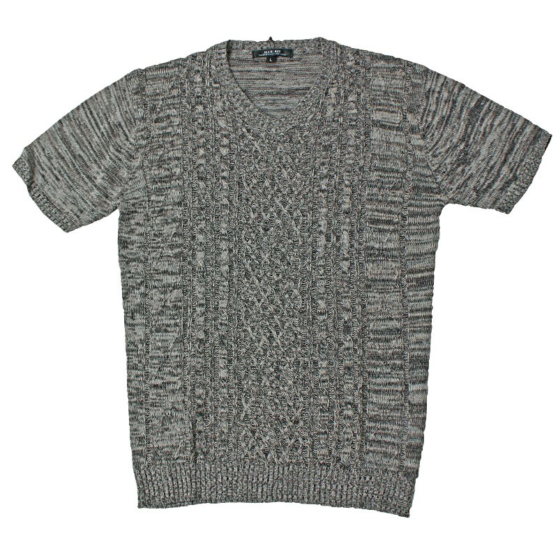 ケーブル編み 半袖 サマーニット タイト Tシャツ 無地 お洒落 サマーニット メンズ ニット 半袖 Tシャツ 無地 サマーセーター