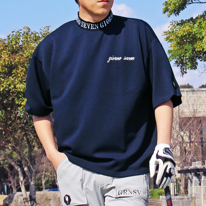 リニューアル ゴルフウェア モックネックシャツ メンズ GIORNO SEVEN ジョルノセブン ワイドシルエット ハイネック ゴルフ 接触冷感 半袖 ロゴ ポロシャツ 春夏 | ブランド登録なし | 03