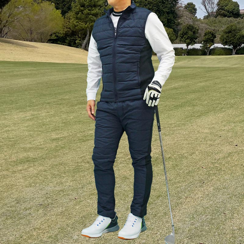 ゴルフウェア セットアップ メンズ 上下セット ダウンベスト ゴルフ