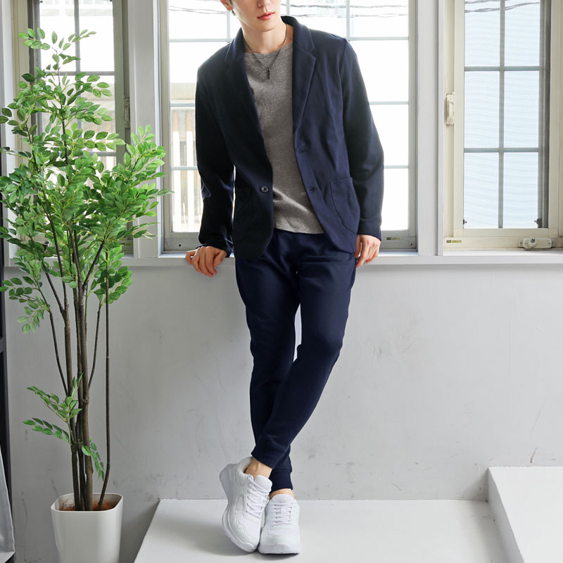 セットアップ メンズ スウェット 無地 テーラードジャケット