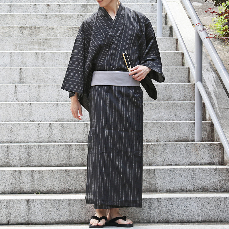 メンズ浴衣 帯 下駄と扇子と浴衣と4点セット 男性浴衣 男性和服 | ブランド登録なし | 05
