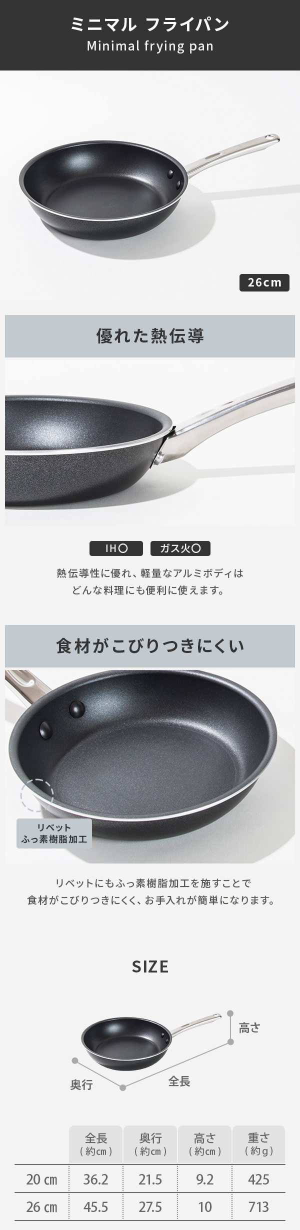 MEYER（マイヤー） ミニマル フライパン 26cm PM-P26BK（ガス火・IH