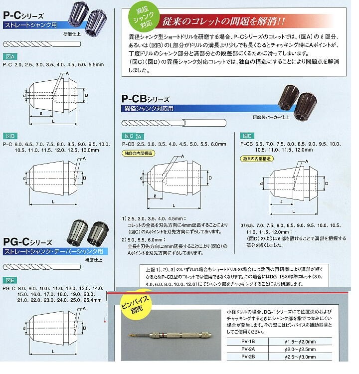 早い者勝ち P-C-12.0 DG-1Sシリーズ用コレット 卓上型ドリル研磨機用