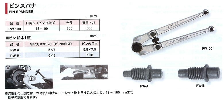 ピンスパナ PW100 スーパーツール : pw100 : ツールエクスプレスヤフー店 - 通販 - Yahoo!ショッピング