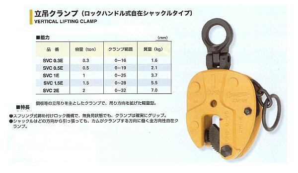 立吊クランプ SVC0,5E （ロックハンドル式自在シャックルタイプ