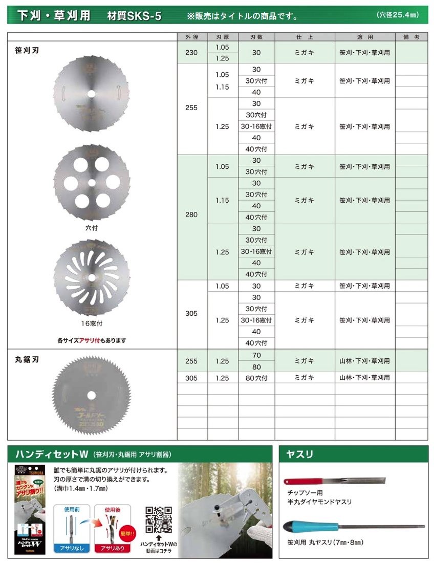津村鋼業 1401 笹刈刃 1枚入 外径230mmx厚さ1.25mmx30P 草刈用カッター