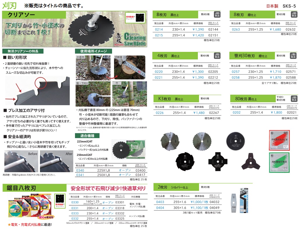 三陽金属 0214 SKS-5 黒仕上 8枚刃 金雉 刈払機用回転刈刃