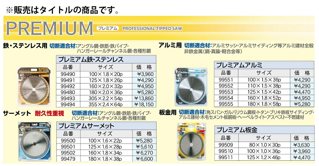 在庫限りアイウッド プレミアム 鉄・ステンレス用 チップソー 99493