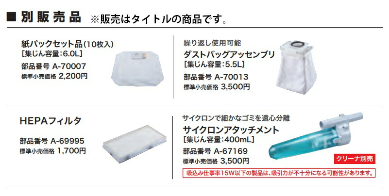 マキタ) HEPAフィルタ A-69995 0.3〜1μmの粉じんを99.97捕集 適応