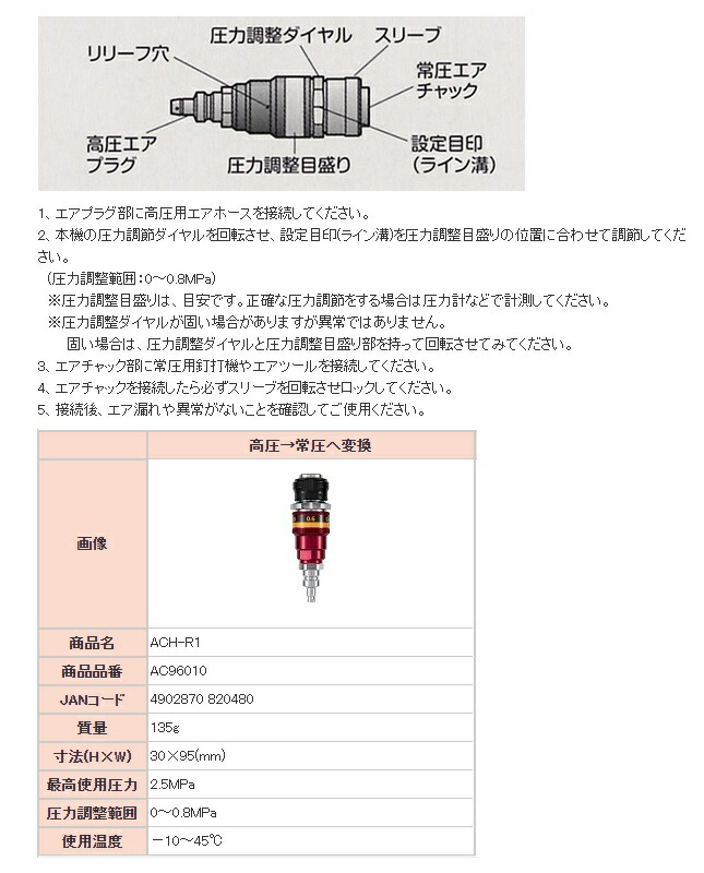 マックス エア調圧器 AC-2 商品品番AC96005 常圧→常圧へ調圧 見やすい