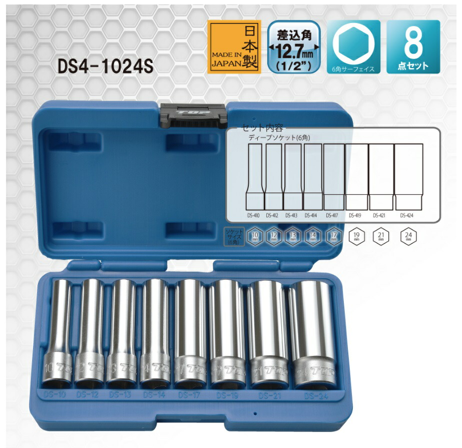 マキタ（makita） トップ工業 サーフェイスディープソケットセット 8点