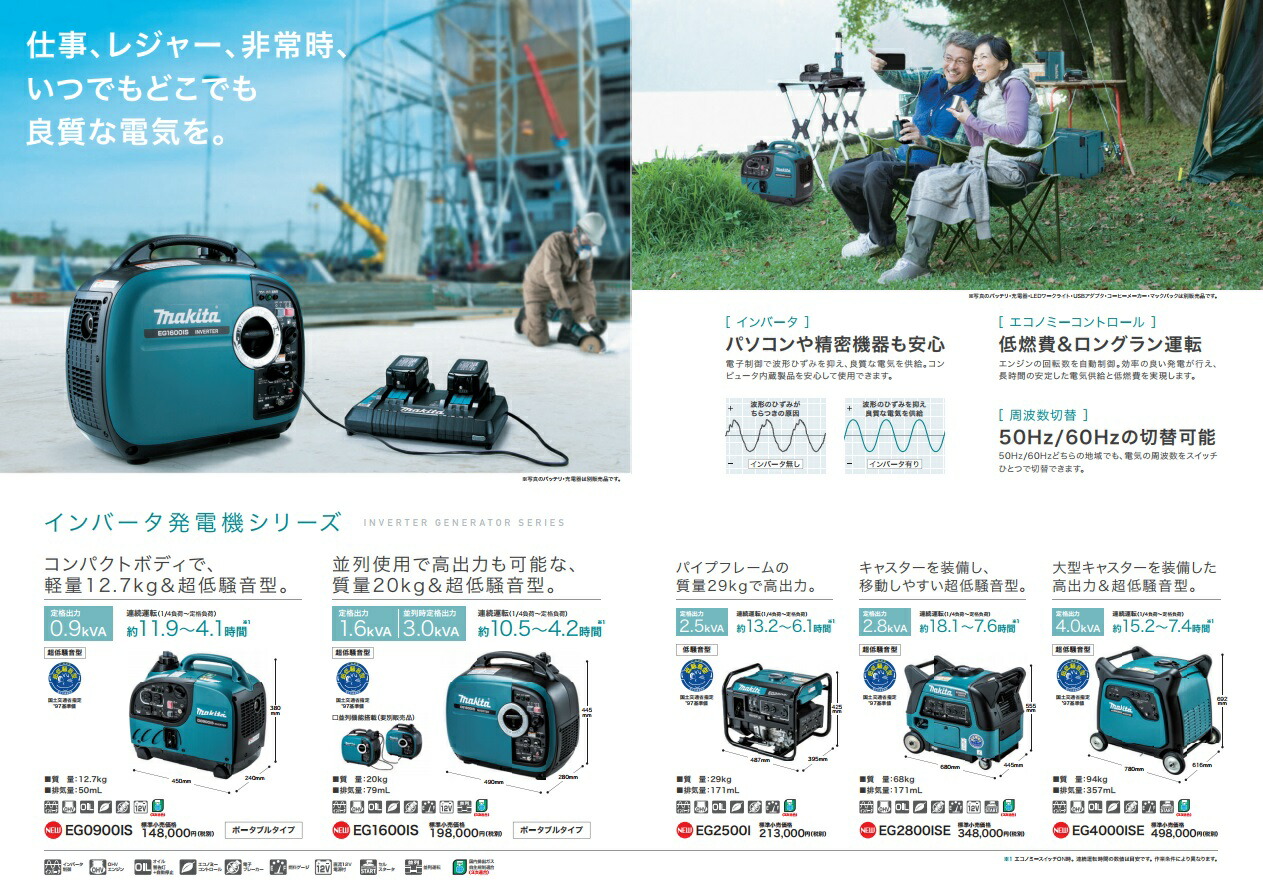 マキタ 個人宅不可 インバータ発電機 EG0900IS ポータブルタイプ マキタ 個人宅不可 インバータ発電機 EG0900IS ポータブルタイプ