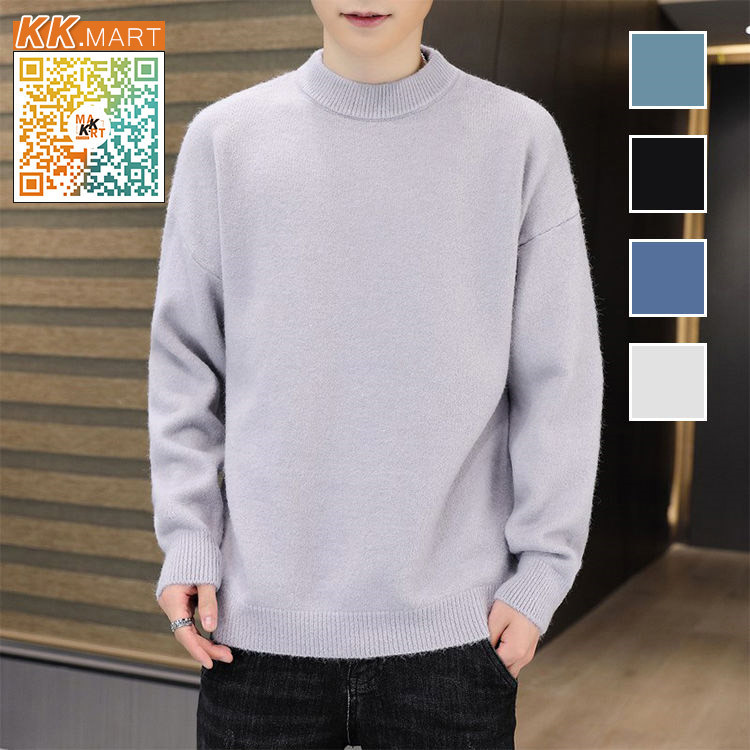 ニット メンズ セーター クルーネック 長袖 春秋冬 ハイゲージニット サマーニット ビッグシルエット シンプル 無地 全5色 注目の