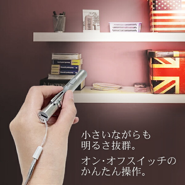 懐中電灯 ペン型 ハンディライト USB充電 クリップ・ストラップ付属