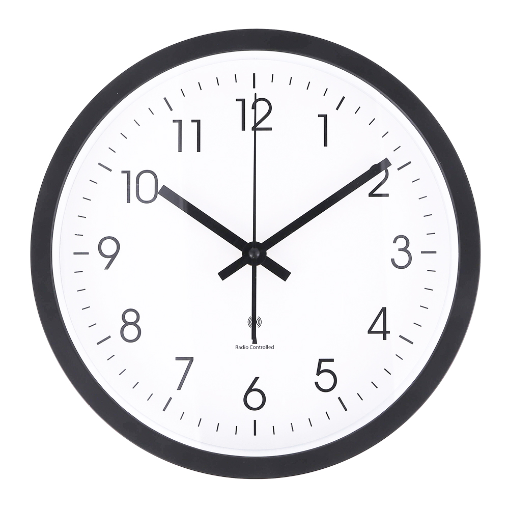 壁掛け時計 電波時計 おしゃれ 掛け時計 音がしない アナログ 時計 黒