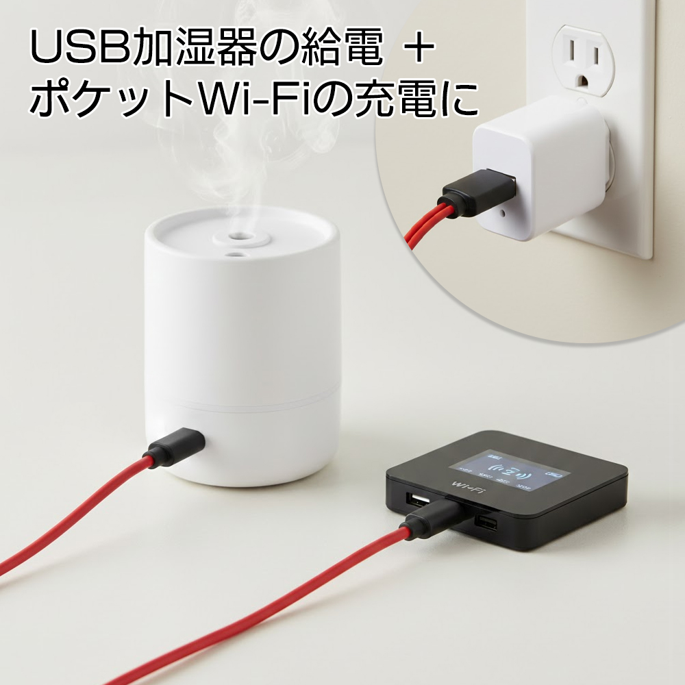 USB type-B ケーブル 二股 80cm タイプB 充電ケーブル 同時充電 USB