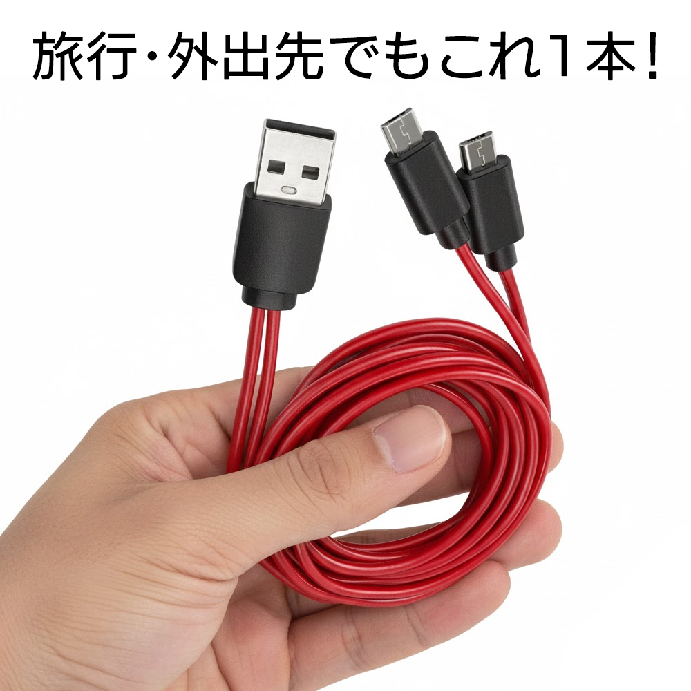 USB type-B ケーブル 二股 80cm タイプB 充電ケーブル 同時充電 USB