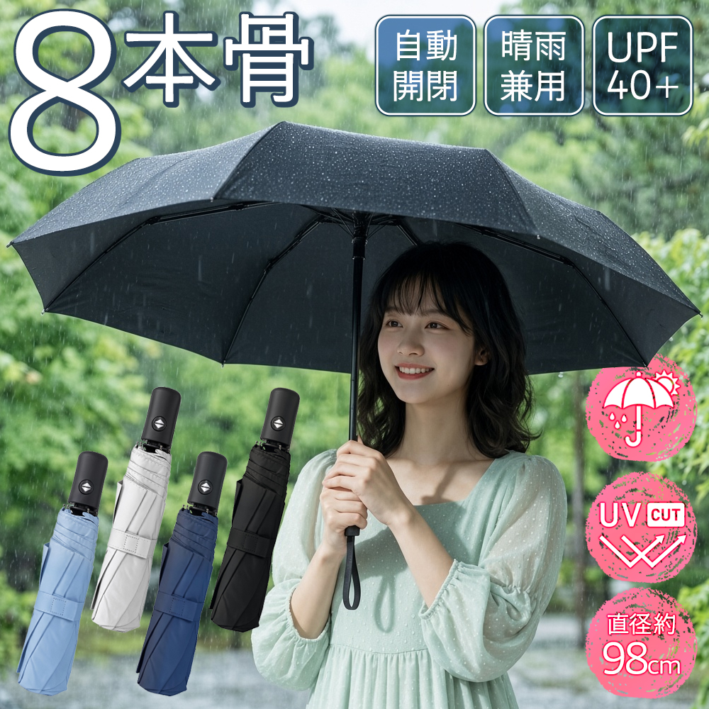 LUFASCA 折りたたみ傘 自動開閉 軽量 大きい 折り畳み傘 メンズ 晴d 折りたたみ傘 軽量 無地 自動開閉 日傘 晴雨兼用 大きい 直径98cm UV