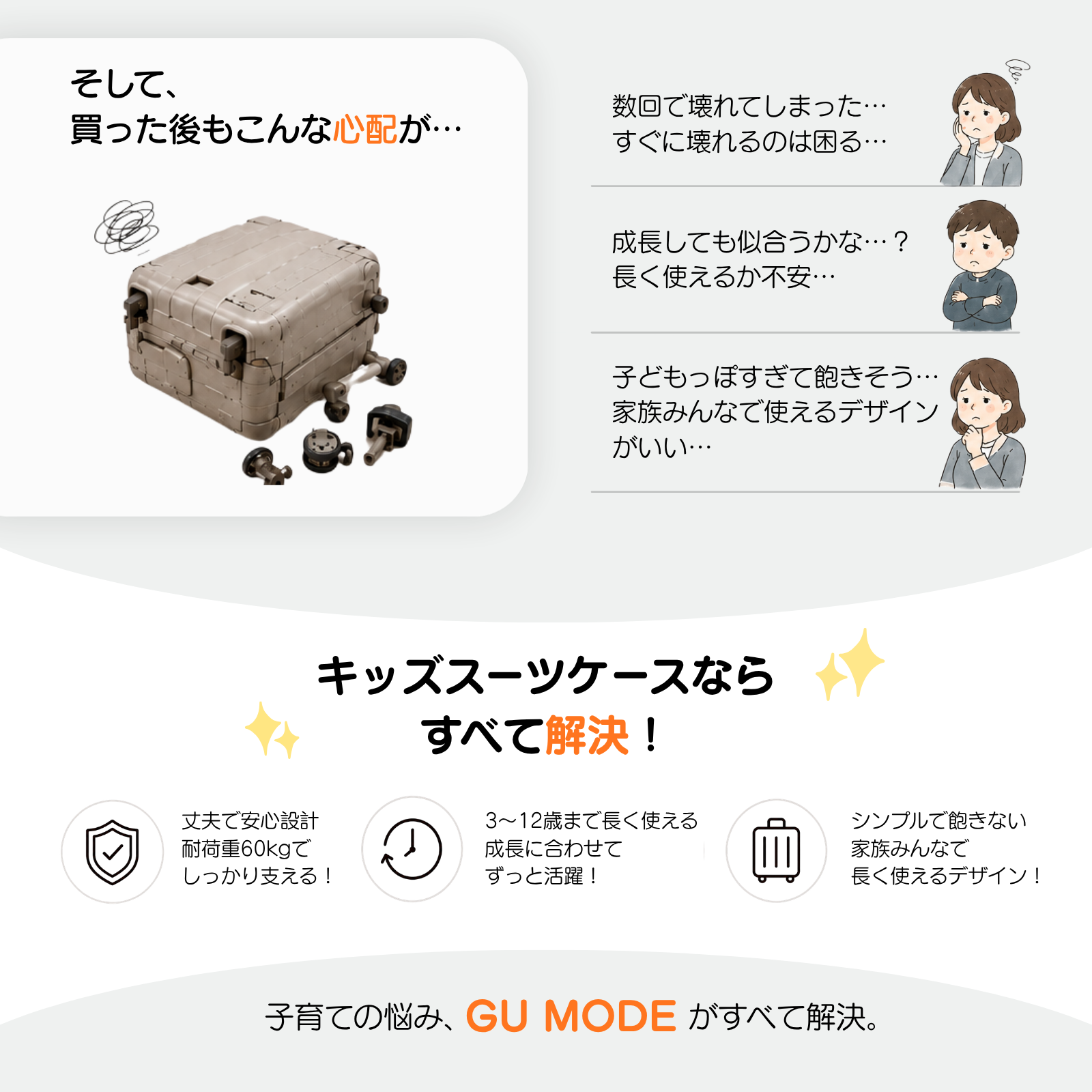 GU MODE 子どもが乗れるスーツケース 帰省おすすめ 安全フェンス ブレーキ 静音キャスター 40L 耐荷重60kg キッズキャリー ケース 3歳〜12歳 旅行 帰省 爆買 |  | 02