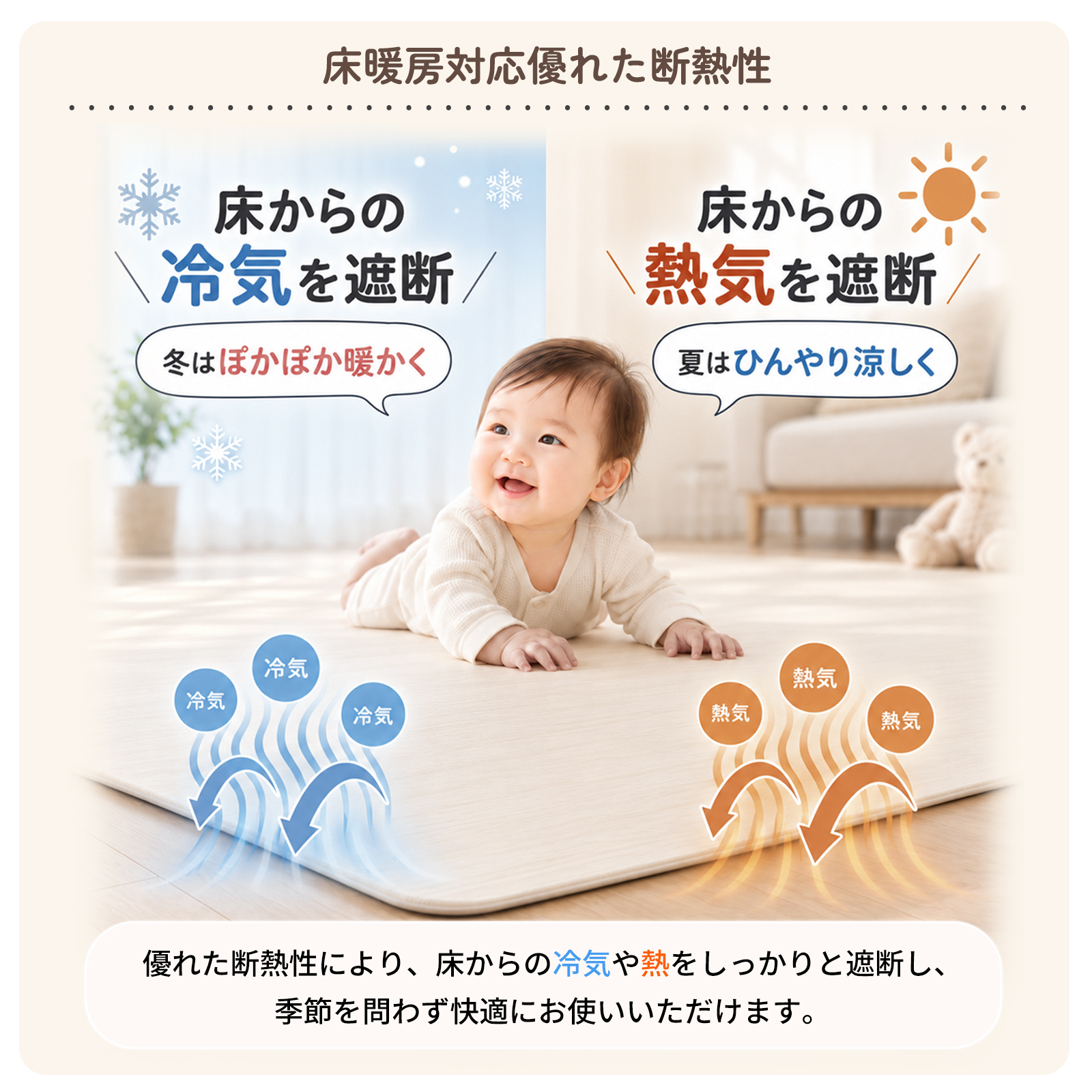 GU MODE プレイマット ベビーマット 抗菌 床暖房対応 もちもち厚手  リバーシブル シームレス 滑りにくい 防水 防音 衝撃吸収 大判 厚さ1.6cm 爆買 | GU MODE | 15