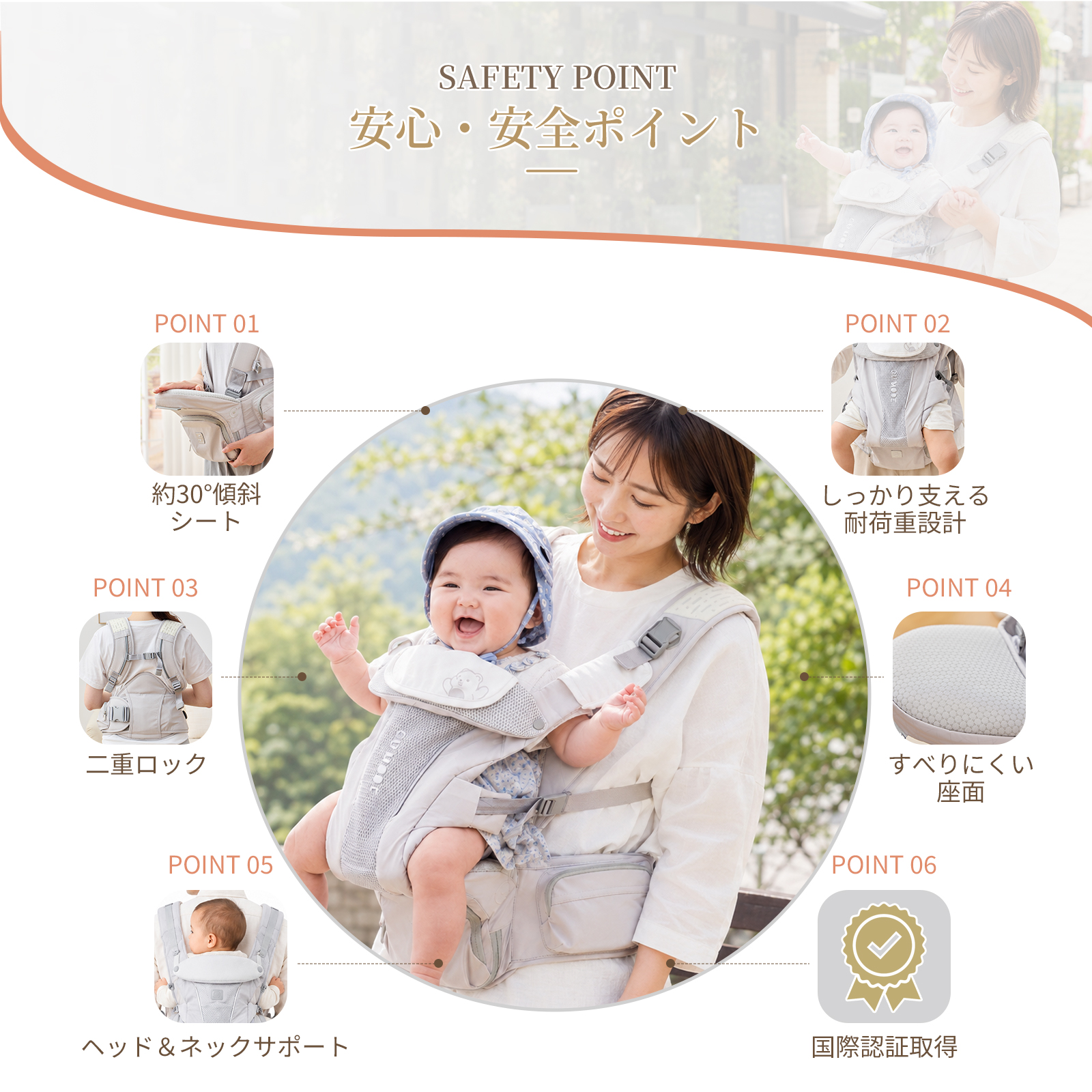 GU MODE 抱っこひも ヒップシート付き 抱っこ紐 だっこひも 新生児 ベビーキャリア 6WAY 多機能 赤ちゃん 前向き おんぶ 出産祝い ギフト 爆買 | GU MODE | 07