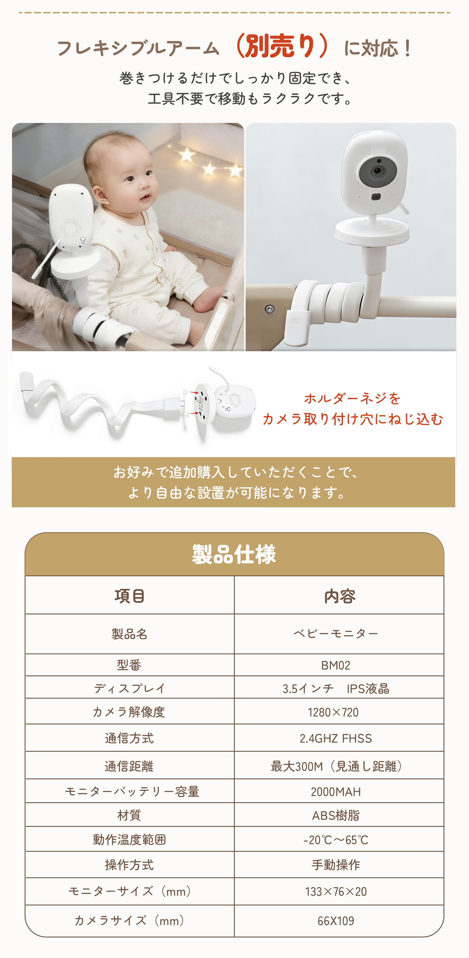【1年保証】ベビーモニター ベビーカメラ 3.5インチIPS高画質 ナイトビジョン 温度警報 VOX機能 双方向通話 録画 microSD対応 bm02 GU MODE 爆買 |  | 11
