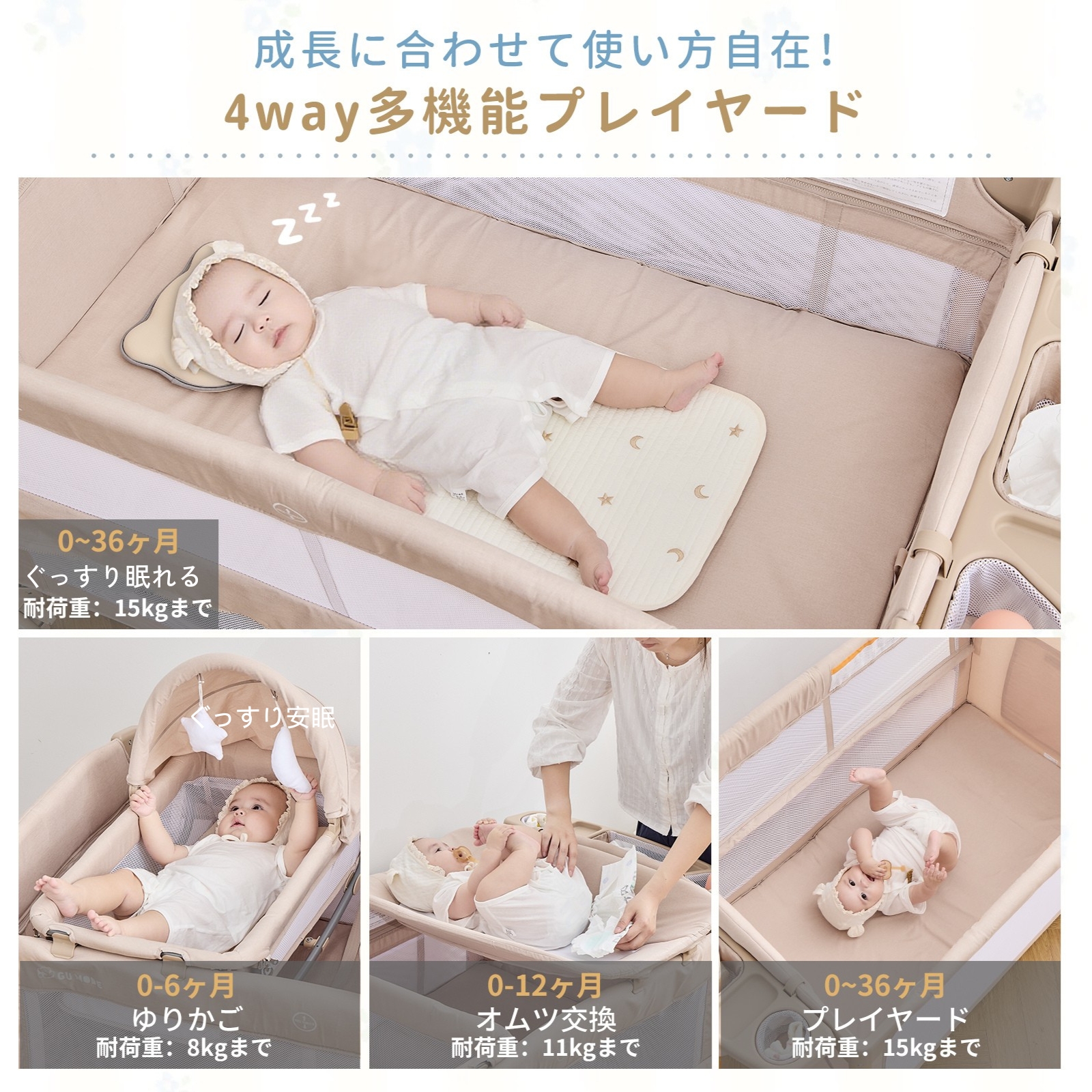 多機能プレイヤード 折りたたみ  ベビーベット ベビー用品 多機能 4WAYタイプ 添い寝 赤ちゃん コンパクト ベビー ゆりかご オムツ替え台 お昼寝 GU MODE 爆買 |  | 05