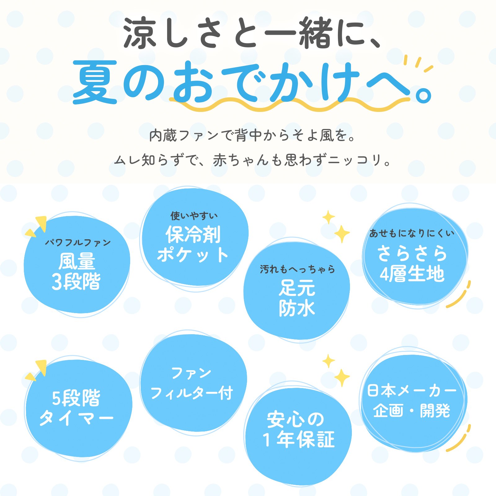 GU MODE ベビーカーファンシート ファン付き 冷感 扇風機 チャイルドシート 赤ちゃん 夏用 クールシート 保冷剤収納 暑さ対策 洗える 爆買の画像