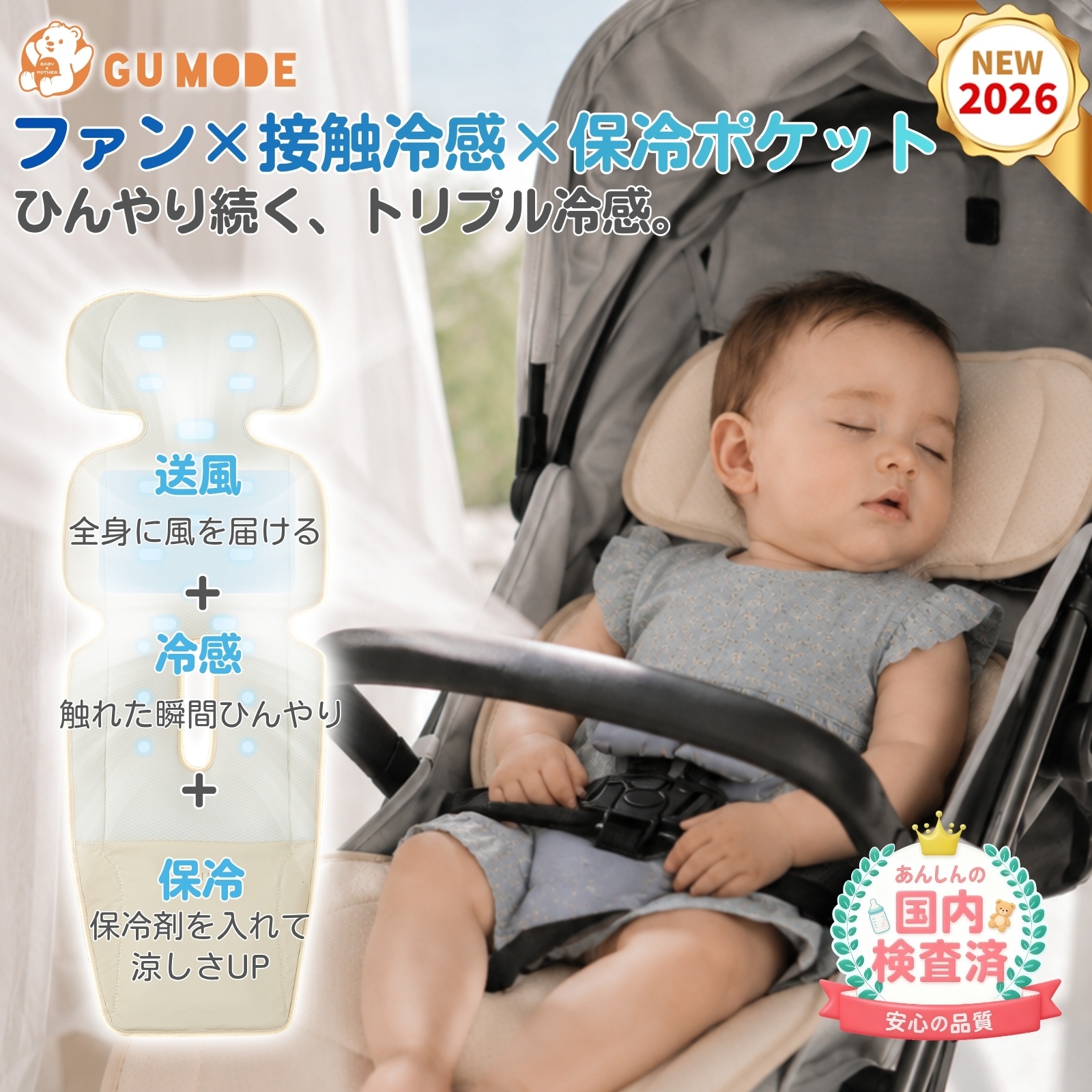 GUMODE ベビーカーファンシート