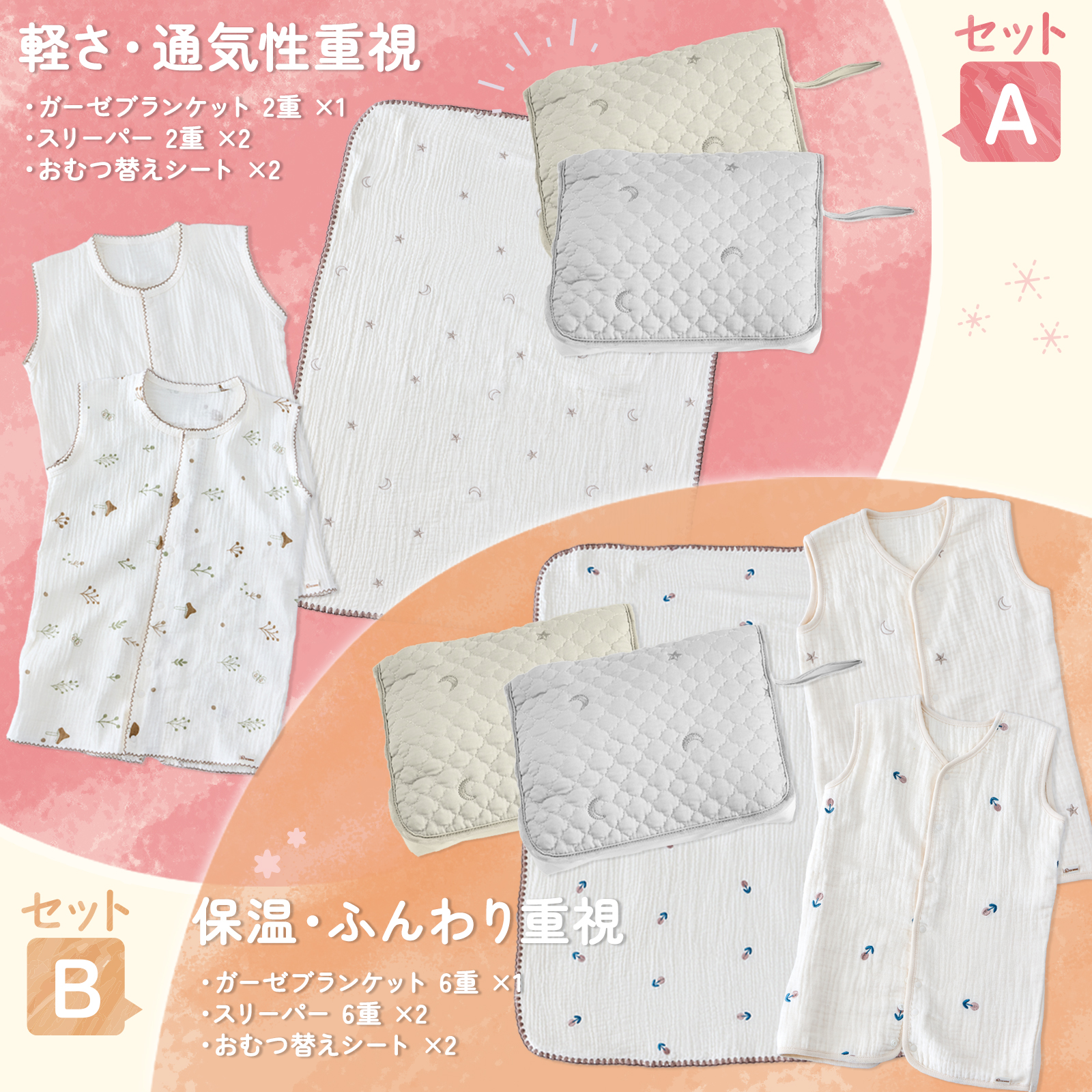 ベビー福袋 育児応援福袋 赤ちゃん 新生児〜 ガーゼスリーパー ガーゼブランケット おむつ替えシート 実用アイテム入り セット GU MODE　爆買 |  | 02