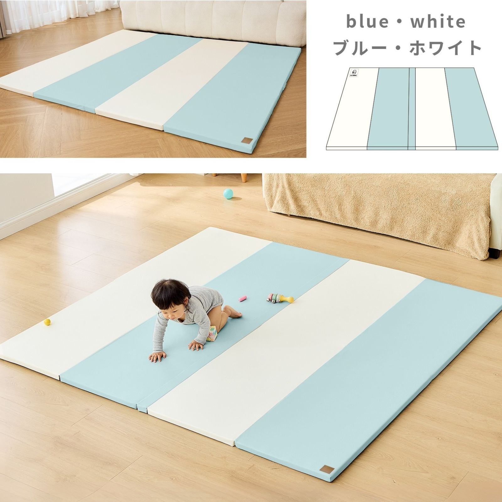 【開封済・未使用】GUMODEシームレスプレイマット180×200×4cm GU MODE □タイムセール□プレイマット ベビーマット 一体型